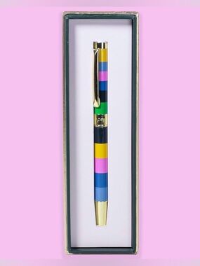 Kate Spade Black Ink Ballpoint Pen in ‘Enchanted Stripe’ Print NIB MSRP: $36.00